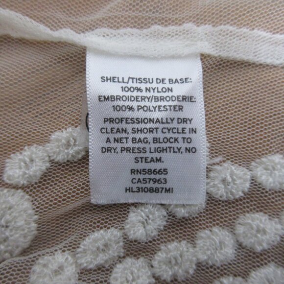 Hinge Womens Top Size Small White Floral Embroidered Lace Short Sleeve Mesh - Picture 4 of 5